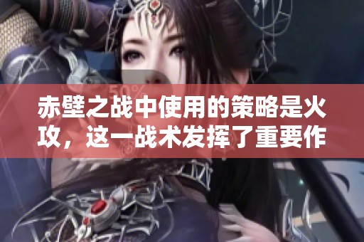 赤壁之战中使用的策略是火攻，这一战术发挥了重要作用