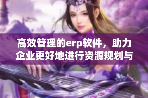 高效管理的erp软件，助力企业更好地进行资源规划与管理