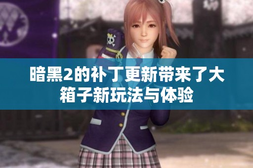 暗黑2的补丁更新带来了大箱子新玩法与体验