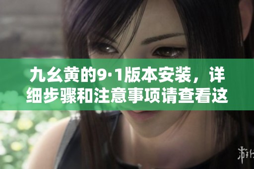 九幺黄的9·1版本安装，详细步骤和注意事项请查看这里