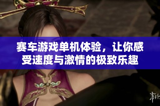 赛车游戏单机体验，让你感受速度与激情的极致乐趣