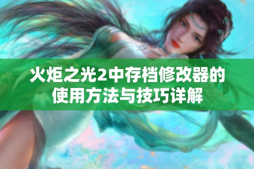 火炬之光2中存档修改器的使用方法与技巧详解