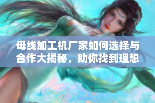 母线加工机厂家如何选择与合作大揭秘，助你找到理想的设备供应商