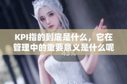 KPI指的到底是什么，它在管理中的重要意义是什么呢