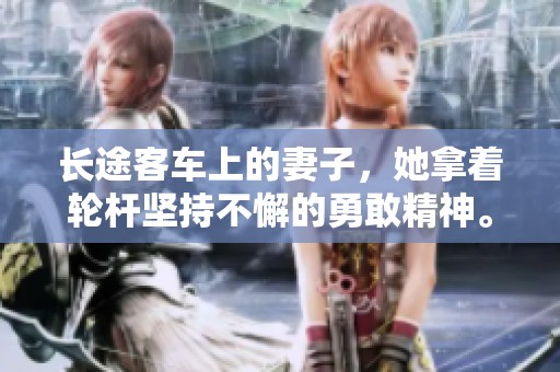 长途客车上的妻子，她拿着轮杆坚持不懈的勇敢精神。
