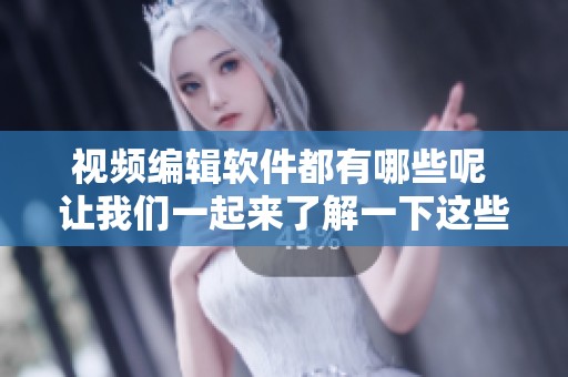 视频编辑软件都有哪些呢 让我们一起来了解一下这些软件吧