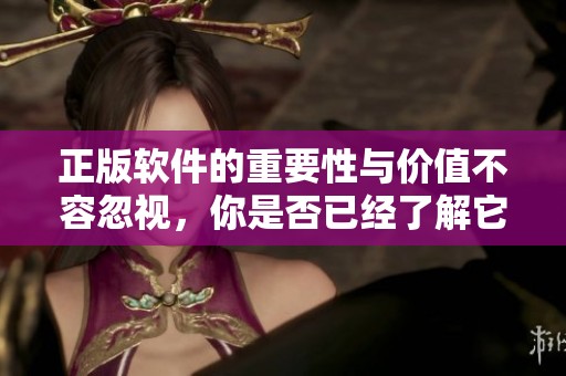 正版软件的重要性与价值不容忽视，你是否已经了解它的优势所在呢