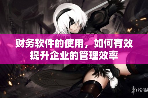 财务软件的使用，如何有效提升企业的管理效率