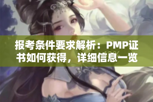 报考条件要求解析：PMP证书如何获得，详细信息一览