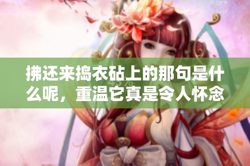 拂还来捣衣砧上的那句是什么呢，重温它真是令人怀念