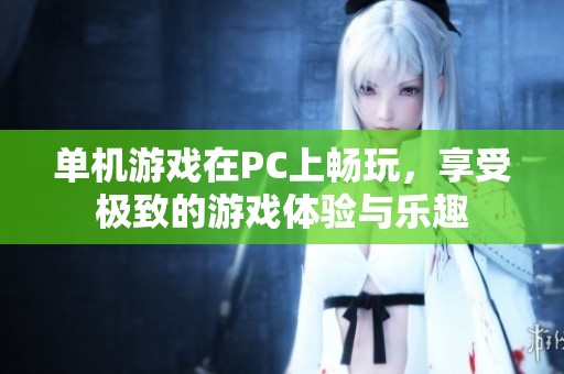单机游戏在PC上畅玩，享受极致的游戏体验与乐趣