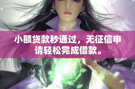 小额贷款秒通过，无征信申请轻松完成借款。